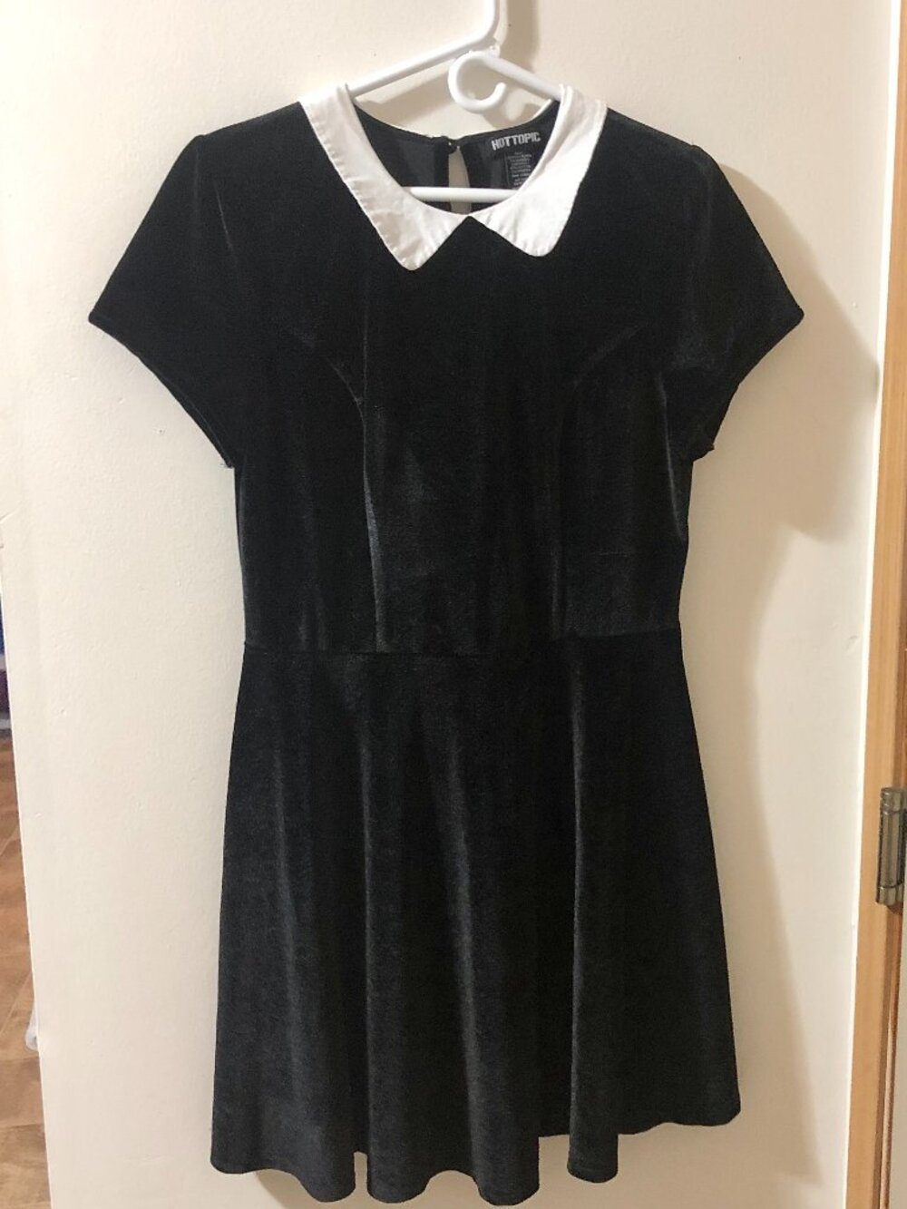 Hot Topic Black Velvet Academia Dress XL Wednesday Addams Peter Pan Collar Goth
